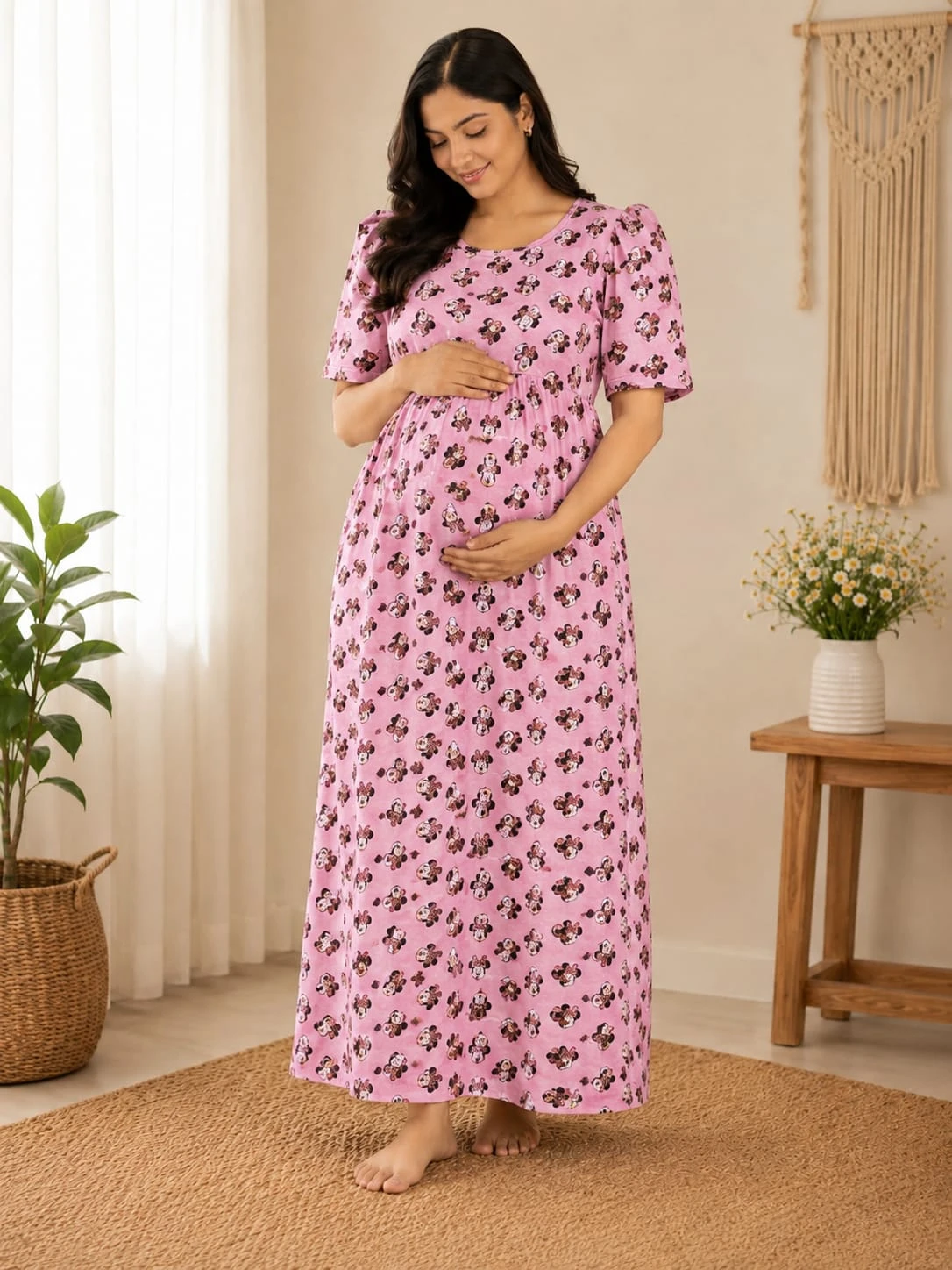 Feeding Puff Sleeve-Pink Mickey Mouse