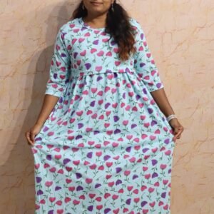 Feeding 3/4 Sleeve-Blue With Flower
